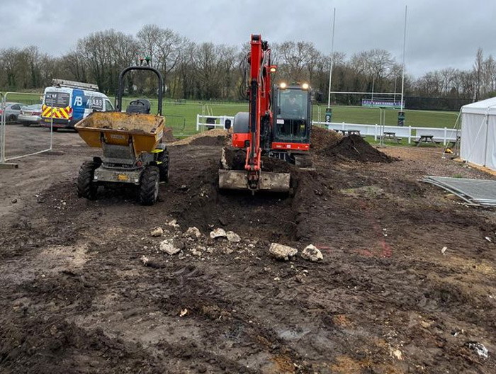 A&B Drainage groundwork excavation with mini-digger on site